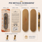 JurnaleVintage Set stilou Set pix metalic cu design floral și cutie metalică - Cadou deosebit