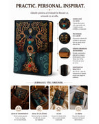 JurnaleVintage Jurnal 18x13 cm / Bumbac galben Jurnal Book of Shadow cu 7 pietre chakre - piele handmade, închidere cu lacat