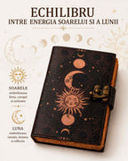 JurnaleVintage Jurnal 18x13 cm / Bumbac galben Jurnal Vintage din Piele cu Design Soare și Lună - Manual, cu Pagini de Hârtie Bumbac Galben 190-200 Pagini
