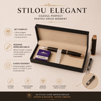 JurnaleVintage Set stilou Set stilou Submarine negru cu auriu și 5 rezerve