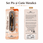 JurnaleVintage Pix Pix metalic cu Rudraksha și cutie metalică - design auriu