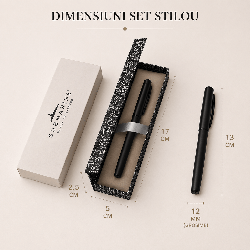 JurnaleVintage Stilou Stilou negru mat metalic cu prindere nealunecoasă - Cadou elegant