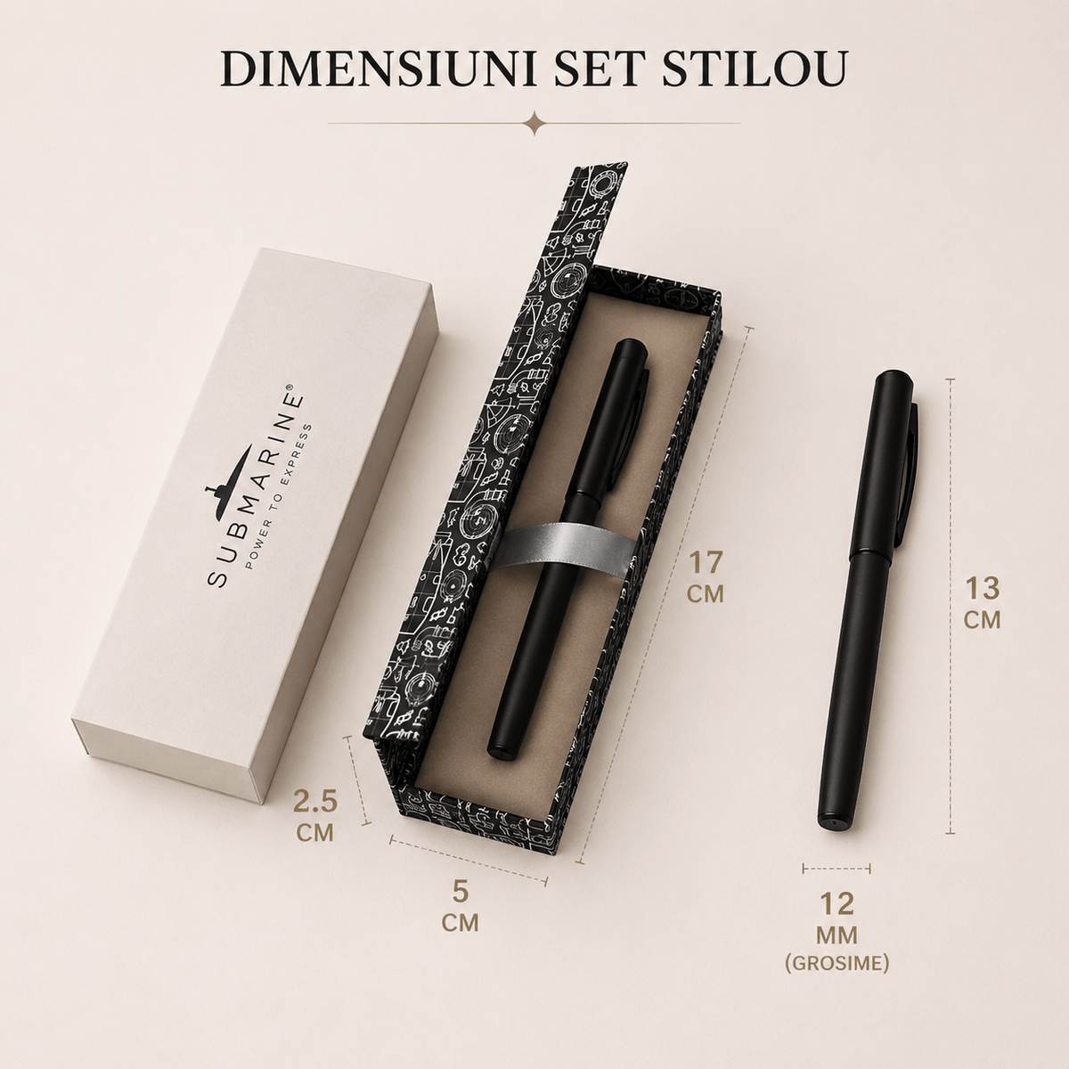 JurnaleVintage Stilou Stilou negru mat metalic cu prindere nealunecoasă - Cadou elegant