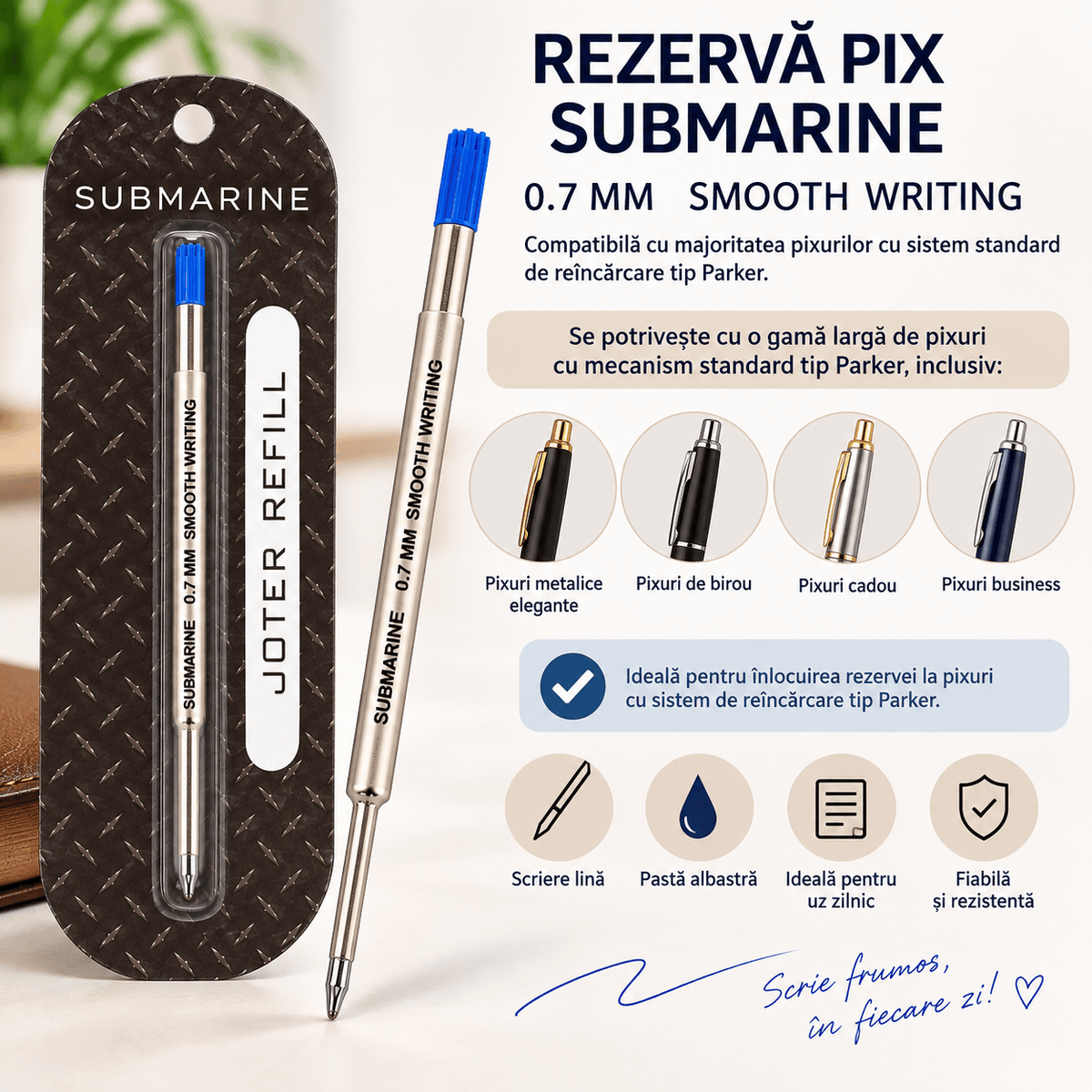 Submarine Rezervă pix Rezervă Pix Submarine Joter 0.7 mm cu Aromă de Cafea