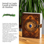 JurnaleVintage Jurnal 20x15 cm / Bumbac alb Jurnal din piele naturala cu Lapis Lazuli si hartie de bumbac - Calatorie interioara in stil vintage