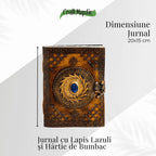 JurnaleVintage Jurnal 20x15 cm / Bumbac alb Jurnal din piele naturala cu Lapis Lazuli si hartie de bumbac - Calatorie interioara in stil vintage