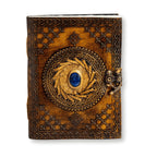 JurnaleVintage Jurnal 20x15 cm / Bumbac alb Jurnal din piele naturala cu Lapis Lazuli si hartie de bumbac - Calatorie interioara in stil vintage