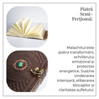 JurnaleVintage Jurnal 20x15 cm / Bumbac alb Jurnal din piele naturala cu piatra Malachit - Talisman pentru echilibru si claritate interioara
