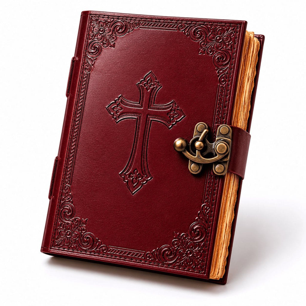 JurnaleVintage Jurnal Jurnal din Piele Naturala cu Cruce Embosata - Eleganta Vintage si Inspiratie Zilnica