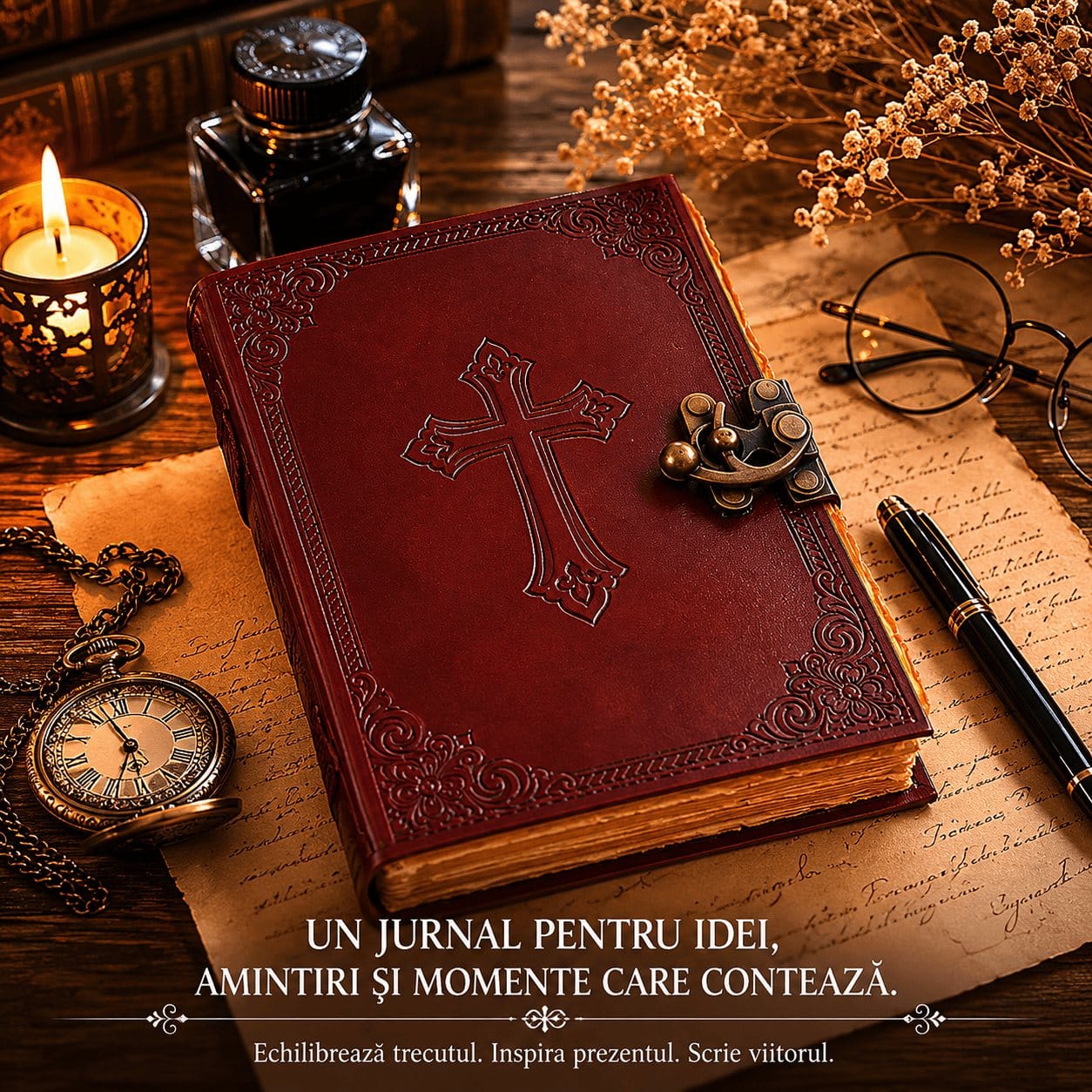 JurnaleVintage Jurnal Jurnal din Piele Naturala cu Cruce Embosata - Eleganta Vintage si Inspiratie Zilnica