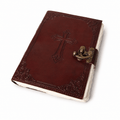 JurnaleVintage Jurnal Jurnal Vintage din Piele Naturală cu Cruce - hârtie bumbac alb 20x15 cm