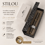 JurnaleVintage Stilou Stilou elegant gri cu auriu metalic - Cadou deosebit