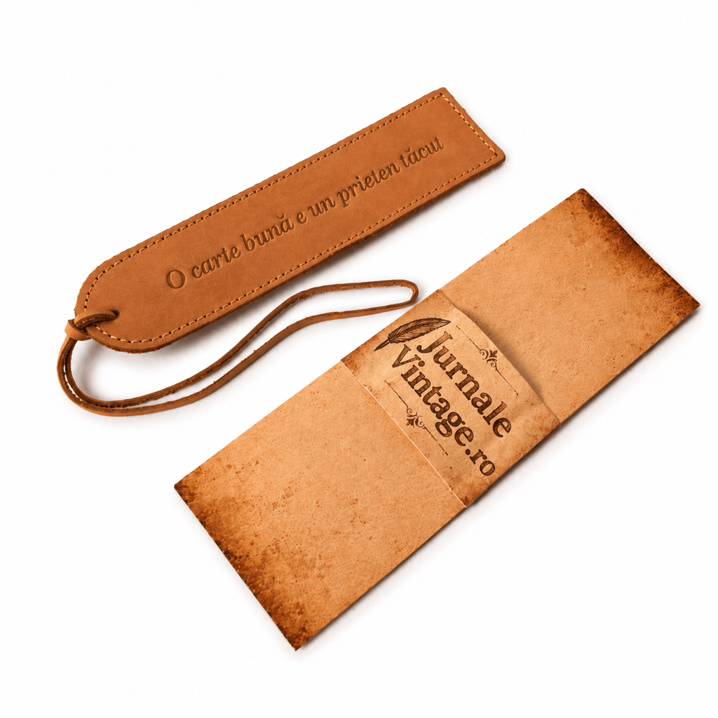 JurnaleVintage Semn de carte Semn de Carte din Piele Naturala cu Mesaj Gravat "O carte buna e un prieten tacut" - cadou elegant pentru iubitorii de carti