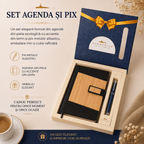 JurnaleVintage Set birou Set agendă și pix cu piele ecologică, lemn și metal, Submarine – Un cadou ideal pentru cineva drag
