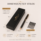 JurnaleVintage Set stilou Set stilou Submarine negru cu auriu și 5 rezerve