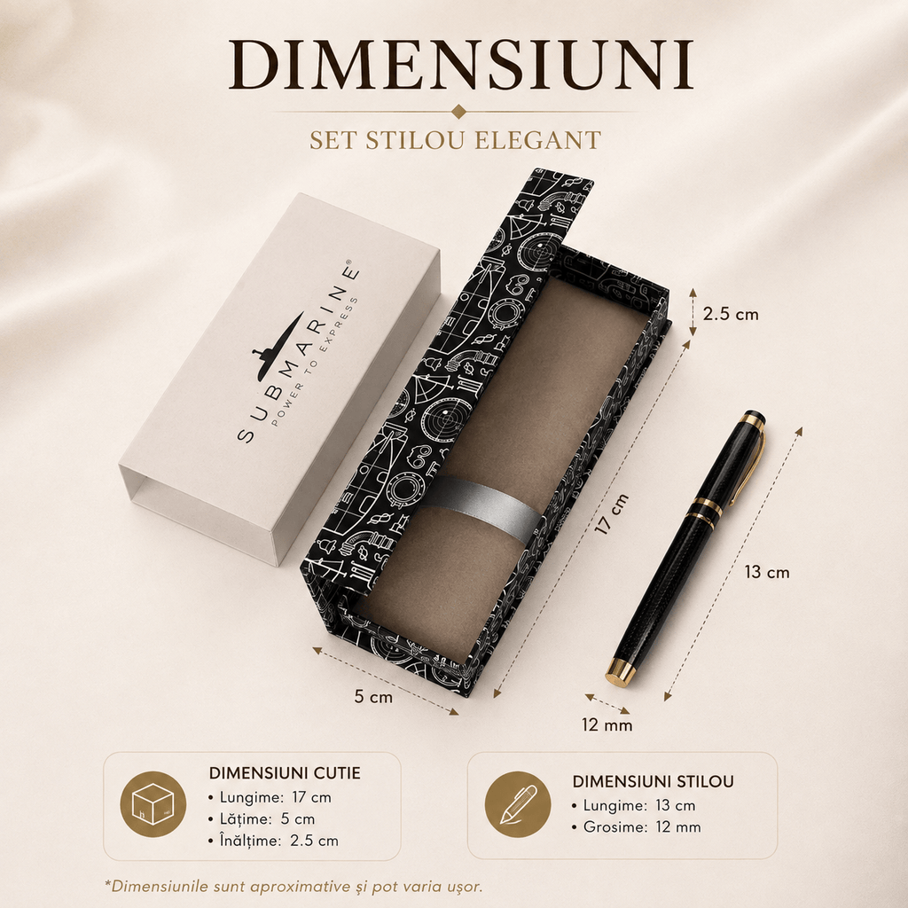 JurnaleVintage Stilou Stilou elegant gri cu auriu metalic - Cadou deosebit