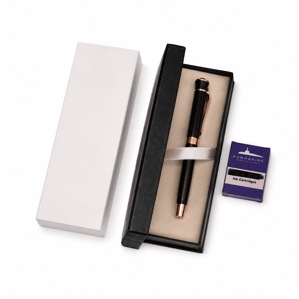 JurnaleVintage Set stilou Set stilou Submarine negru cu auriu - Un cadou care impresionează