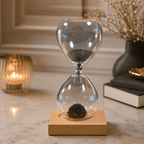 CraftMystic Decor birou Clepsidra Magnetica cu Particule Metalice si Suport din Lemn - Relaxare si Focus