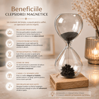 CraftMystic Decor birou Clepsidra Magnetica cu Particule Metalice si Suport din Lemn - Relaxare si Focus