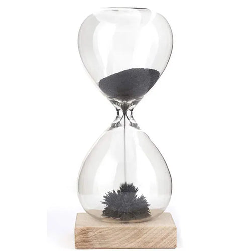 CraftMystic Decor birou Clepsidra Magnetica cu Particule Metalice si Suport din Lemn - Relaxare si Focus