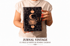 JurnaleVintage Jurnal Jurnal Fazele Lunii din Piele Naturală - hârtie bumbac galben 20x15 cm