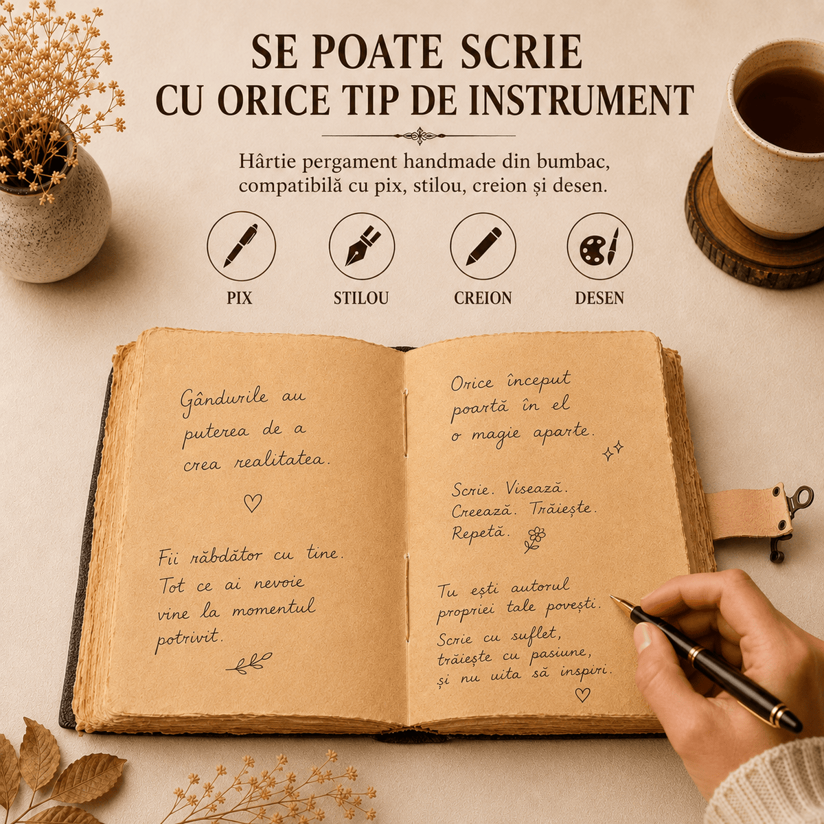 JurnaleVintage Jurnal Jurnal Fazele Lunii din Piele Naturală - hârtie bumbac galben 20x15 cm