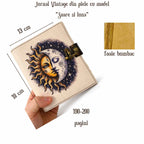 JurnaleVintage Jurnal 18x13 cm / Bumbac galben Jurnal Vintage din Piele Naturala si hartie de bumbac galbena 18x13 cm - Soare si Luna