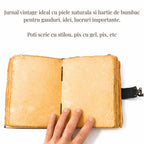 JurnaleVintage Jurnal 18x13 cm / Bumbac galben Jurnal Vintage din Piele Naturala si hartie de bumbac galbena 18x13 cm - Soare si Luna