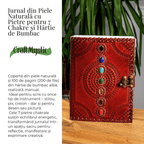 JurnaleVintage Jurnal 20x15 cm / Bumbac alb Călătorie interioară - Jurnal piele cu 7 chakre, hârtie bumbac alb