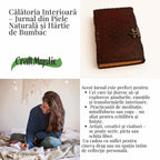 JurnaleVintage Jurnal 20x15 cm / Bumbac galben Calatoria interioara - Jurnal 20x15 cm din piele naturala cu pietre 7 chakre si hartie de bumbac