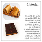JurnaleVintage Jurnal 20x15 cm / Bumbac galben Calatoria interioara - Jurnal 20x15 cm din piele naturala cu pietre 7 chakre si hartie de bumbac