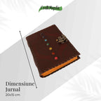 JurnaleVintage Jurnal 20x15 cm / Bumbac galben Calatoria interioara - Jurnal 20x15 cm din piele naturala cu pietre 7 chakre si hartie de bumbac