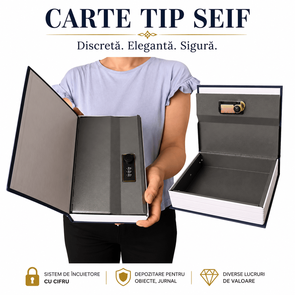CraftMystic Seif decorativ Seif Tip Carte cu Inchidere Cifru - Protectie Discreta pentru Obiecte de Valoare