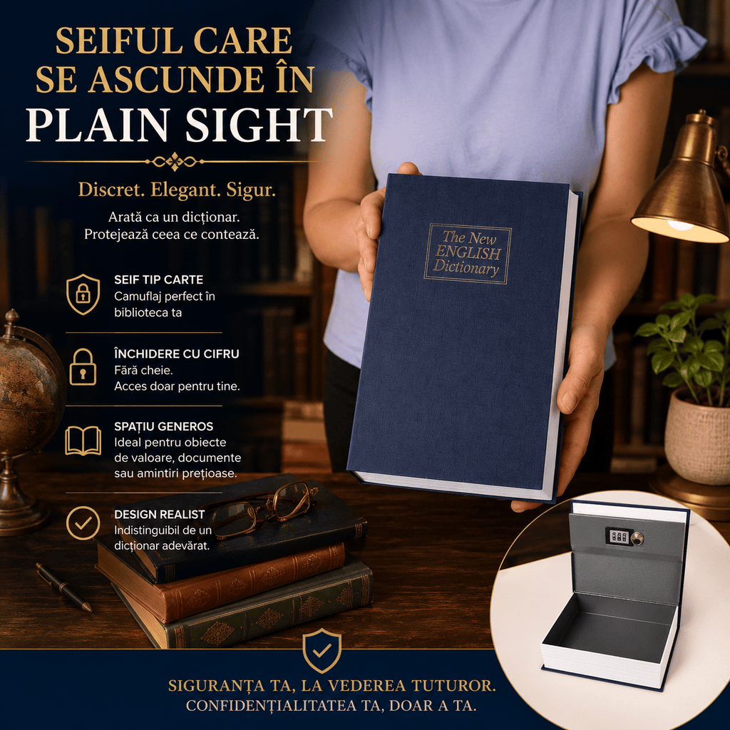 CraftMystic Seif decorativ Seif Tip Carte cu Inchidere Cifru - Protectie Discreta pentru Obiecte de Valoare