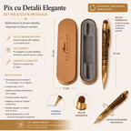 JurnaleVintage Pix Pix metalic cu Rudraksha și cutie metalică - design auriu