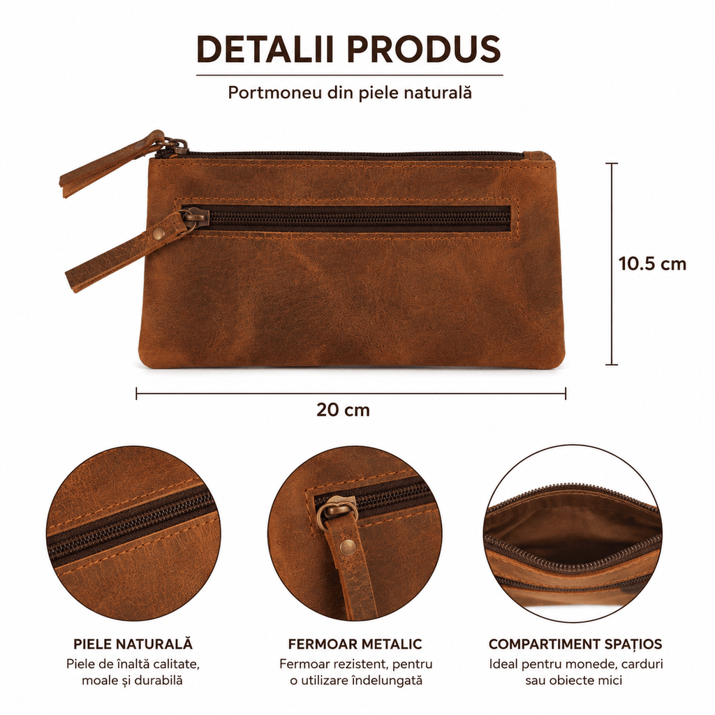 CraftMystic Portofel Portofel din Piele Naturala Handmade - Eleganta si Organizare Zilnica