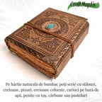 JurnaleVintage Jurnal 20x15 cm / Bumbac galben Jurnal piele naturala cu Aventurin verde - Creativitate si energie pozitiva