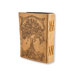 JurnaleVintage Jurnal 18x13 cm / Bumbac galben Jurnal Vintage maro cu Arborele Vietii si 7 Chakre - Piele Naturala