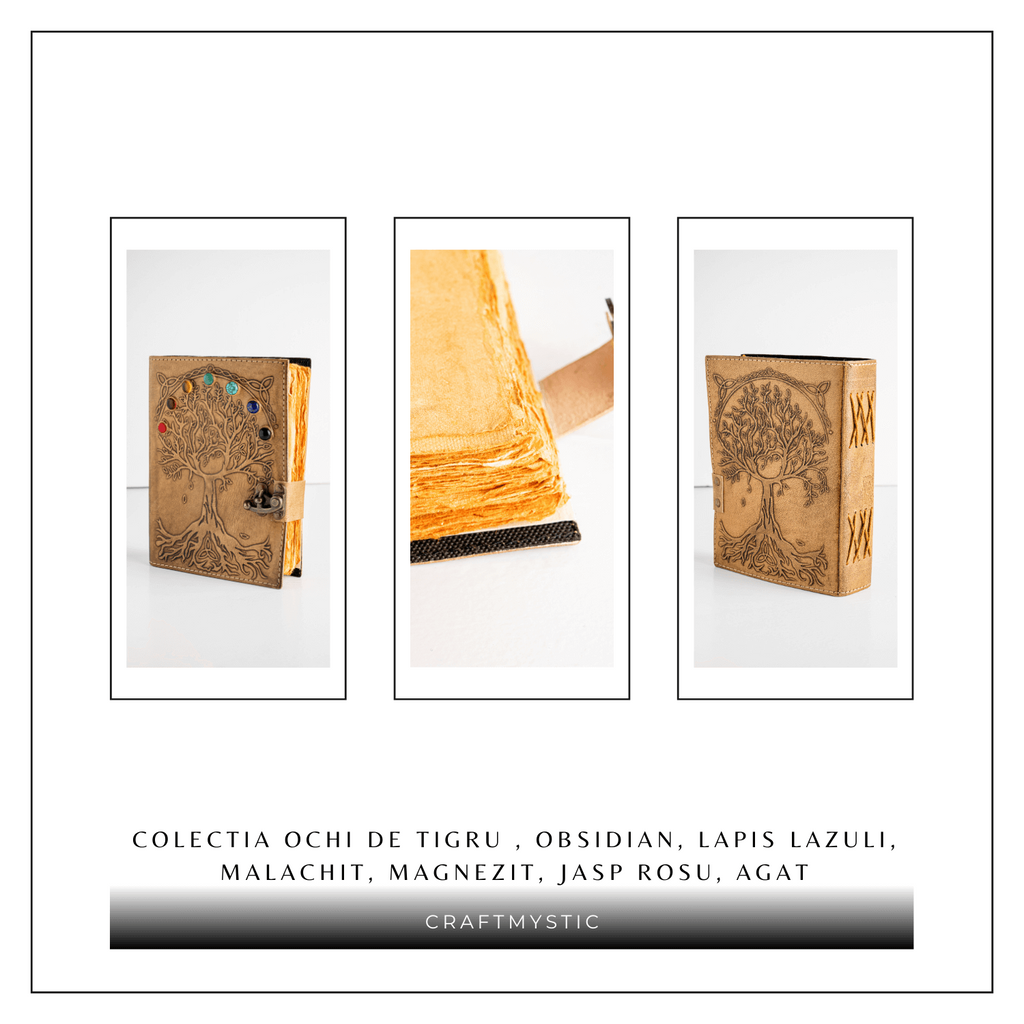 Jurnal Vintage maro 7 Chakre — cadou simbolic handmade brand romanesc