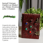 JurnaleVintage Jurnal 18x13 cm / Bumbac galben Jurnal Vintage Visiniu cu Cele 7 Pietre Chakre