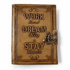 JurnaleVintage Jurnal 18x13 cm / Bumbac alb Jurnal Vintage din Piele - Work Hard Dream Big Stay Humble - 190-200 pagini cartonate