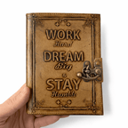 JurnaleVintage Jurnal 18x13 cm / Bumbac alb Jurnal Vintage din Piele - Work Hard Dream Big Stay Humble - 190-200 pagini cartonate