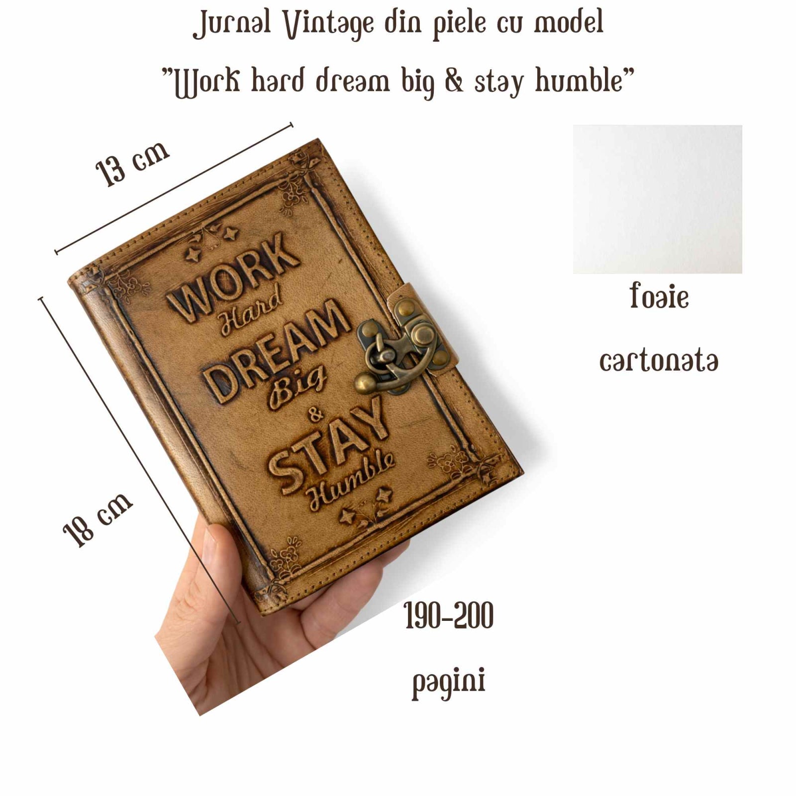 Detaliu coperta — Jurnal handmade din piele