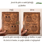 JurnaleVintage Jurnal 20x15 cm / Bumbac galben Jurnal din piele naturala cu Bufnita si Obsidian 20x15 cm - Protectie si Claritate Interioara