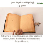 JurnaleVintage Jurnal 20x15 cm / Bumbac galben Jurnal din piele naturala cu Bufnita si Obsidian 20x15 cm - Protectie si Claritate Interioara