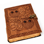 JurnaleVintage Jurnal 20x15 cm / Bumbac galben Jurnal din piele naturala cu Bufnita si Obsidian 20x15 cm - Protectie si Claritate Interioara