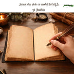 JurnaleVintage Jurnal 20x15 cm / Bumbac galben Jurnal din piele naturala cu Bufnita si Obsidian 20x15 cm - Protectie si Claritate Interioara