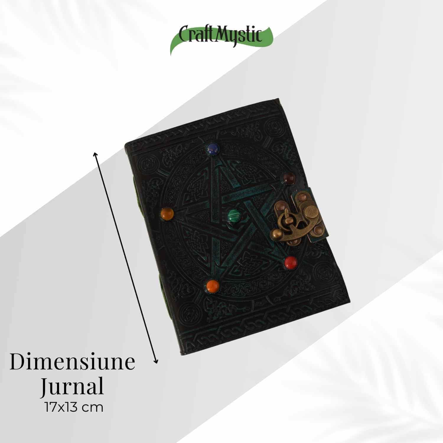 Detaliu coperta — Jurnal cu Pentagrama handmade din piele
