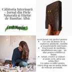 JurnaleVintage Jurnal 18x13 cm / Bumbac alb Jurnal din Piele Naturala cu Bufnita si Piatra Decorativa Galbena