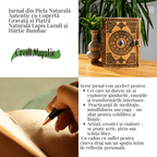 JurnaleVintage Jurnal 20x15 cm / Bumbac galben Jurnal din piele naturala autentic cu coperta gravata si piatra naturala Lapis Lazuli si hartie bumbac galbena
